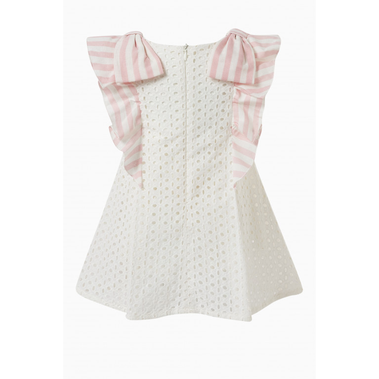 Lapin House - Cutwork Stripe Dress in Cotton