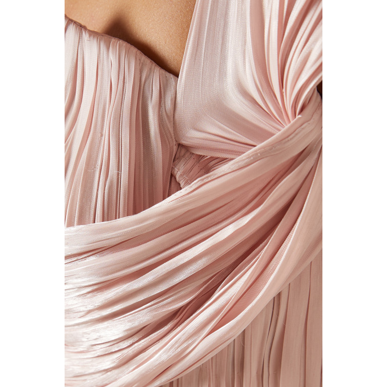 Alize - Asymmetrical Draped Knot Maxi Dress in Organza