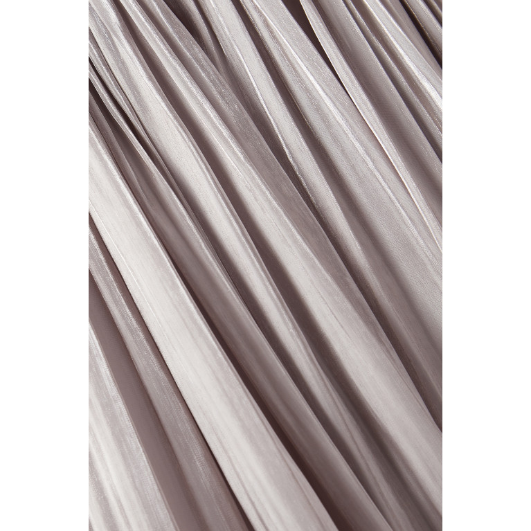 Alize - One-shoulder Cape Midi Dress in Satin & Metallic Organza
