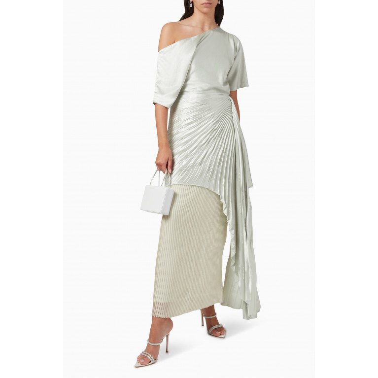 Alize - One-shoulder Pleated Maxi Dress in Satin