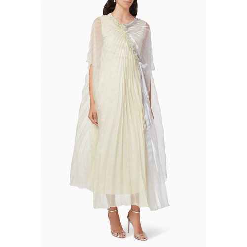Alize - Two-tone Pleated Maxi Dress in Organza