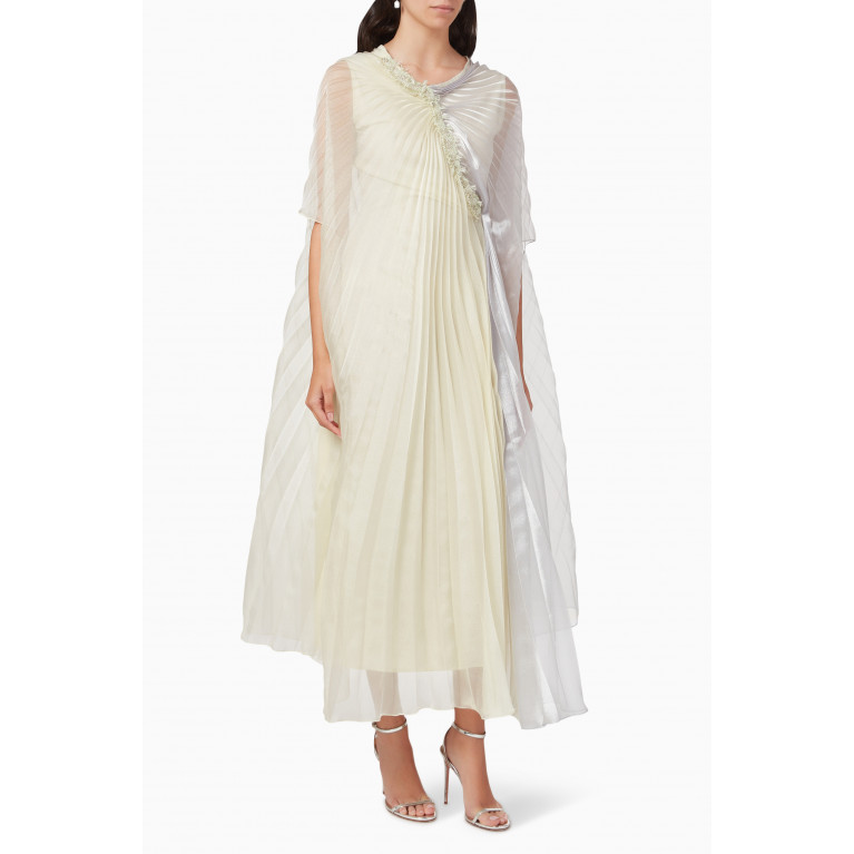 Alize - Two-tone Pleated Maxi Dress in Organza