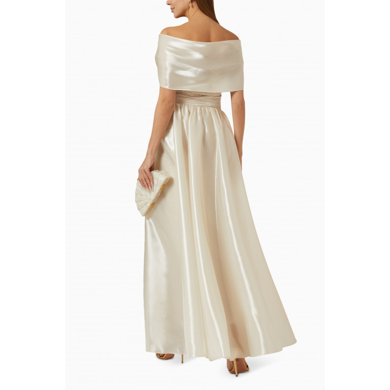 Alize - Draped Gown in Jacquard