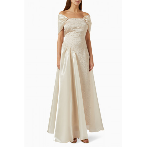 Alize - Draped Gown in Jacquard