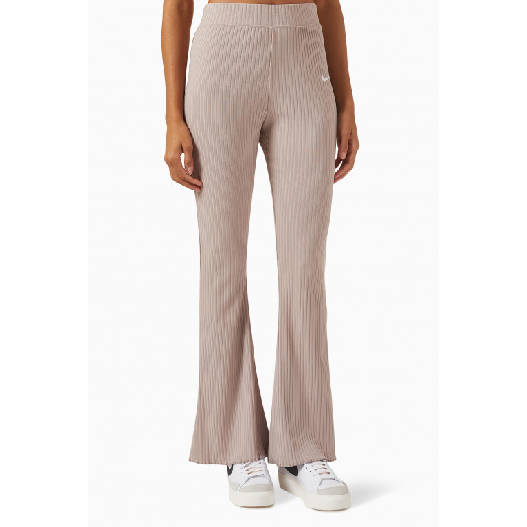 Nike - Sportswear High-rise Pants in Ribbed Jersey Neutral