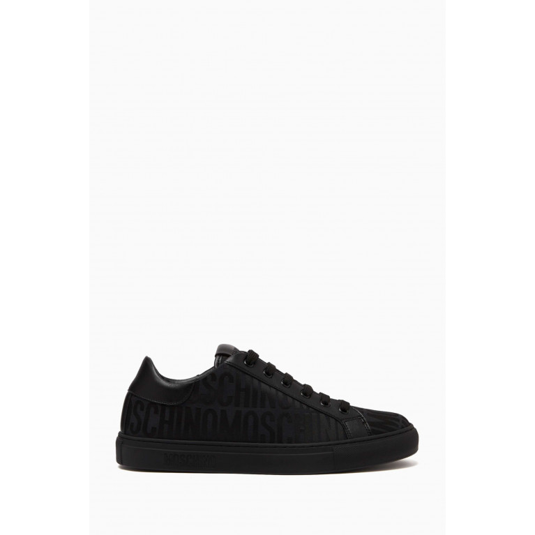 Moschino - Logo Low-top Sneakers in Leather Black