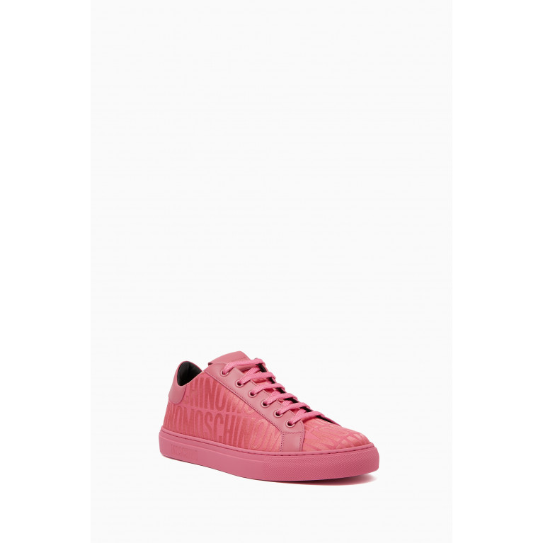 Moschino - Logo Low-top Sneakers in Leather & Textile Pink