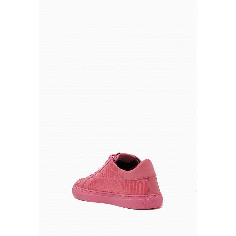 Moschino - Logo Low-top Sneakers in Leather & Textile Pink