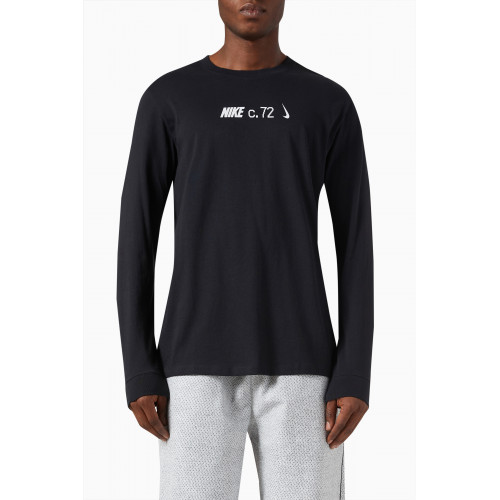 Nike - Logo Long Sleeve T-shirt in Cotton Jersey Black