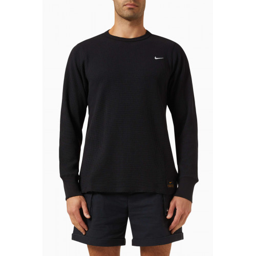 Nike - Swoosh Logo T-shirt in Heavyweight Waffle Knit Black