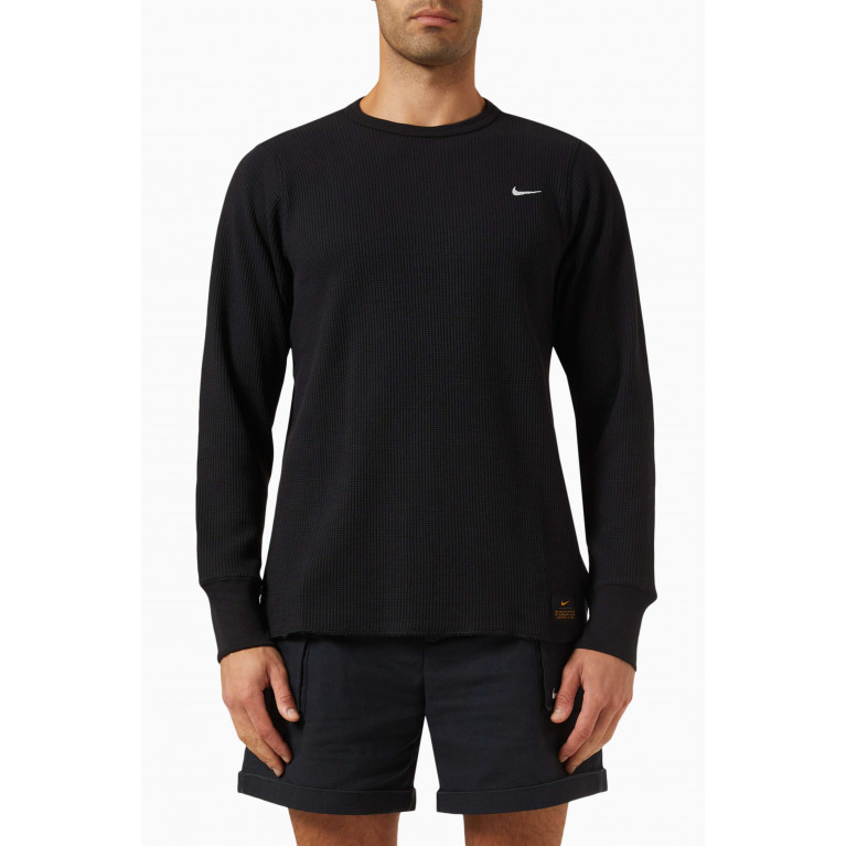 Nike - Swoosh Logo T-shirt in Heavyweight Waffle Knit Black