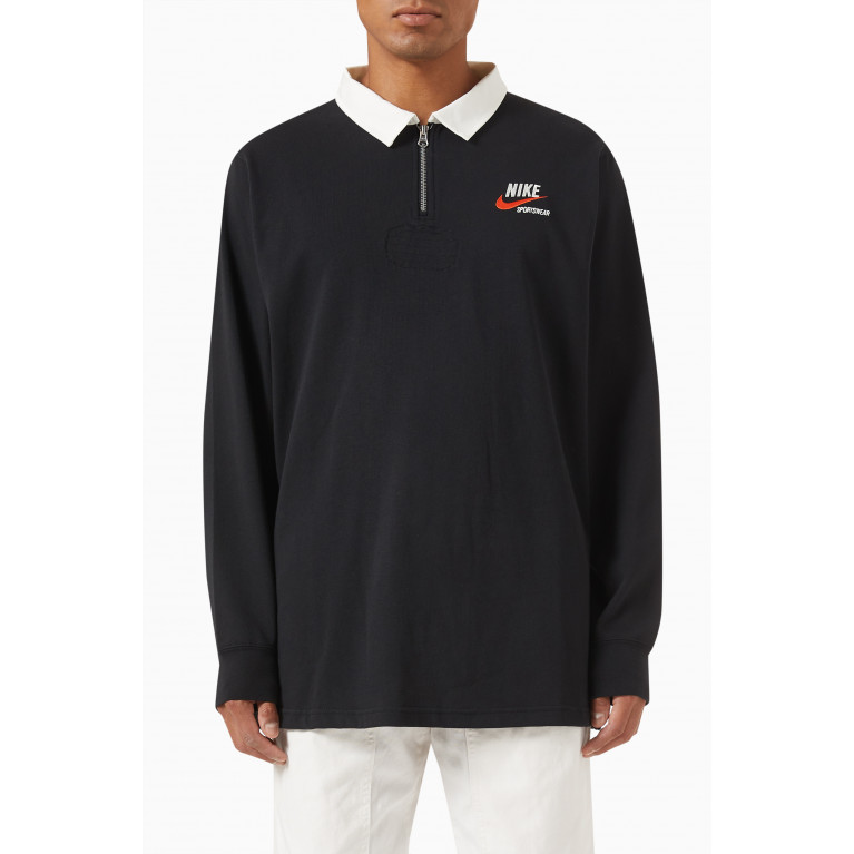 Nike - Logo Rugby Polo Shirt in Cotton Black