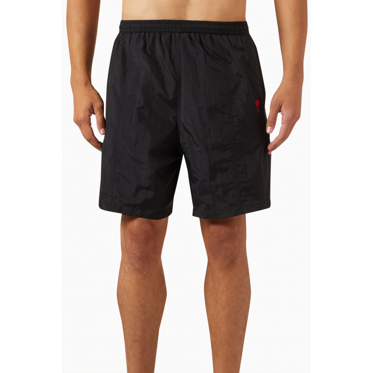 Ami - Logo Swim Shorts in Nylon Black