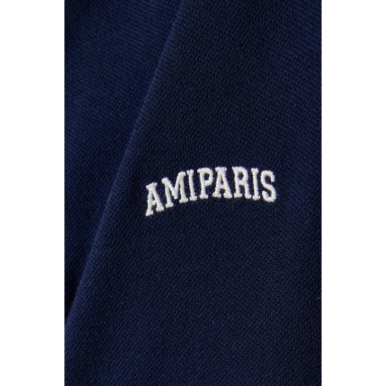 Ami - Ami De Coeur Polo Shirt in Cotton Piqué Blue