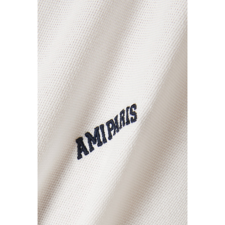 Ami - Ami De Coeur Polo Shirt in Cotton Piqué White