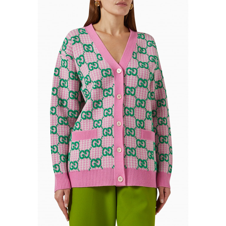 Gucci - Houndstooth GG Cardigan in Wool Jacquard