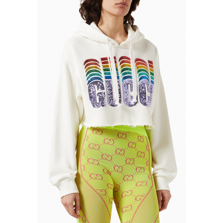 Gucci - Sequin-embellished Logo Crop Sweatshirt in Cotton-jersey