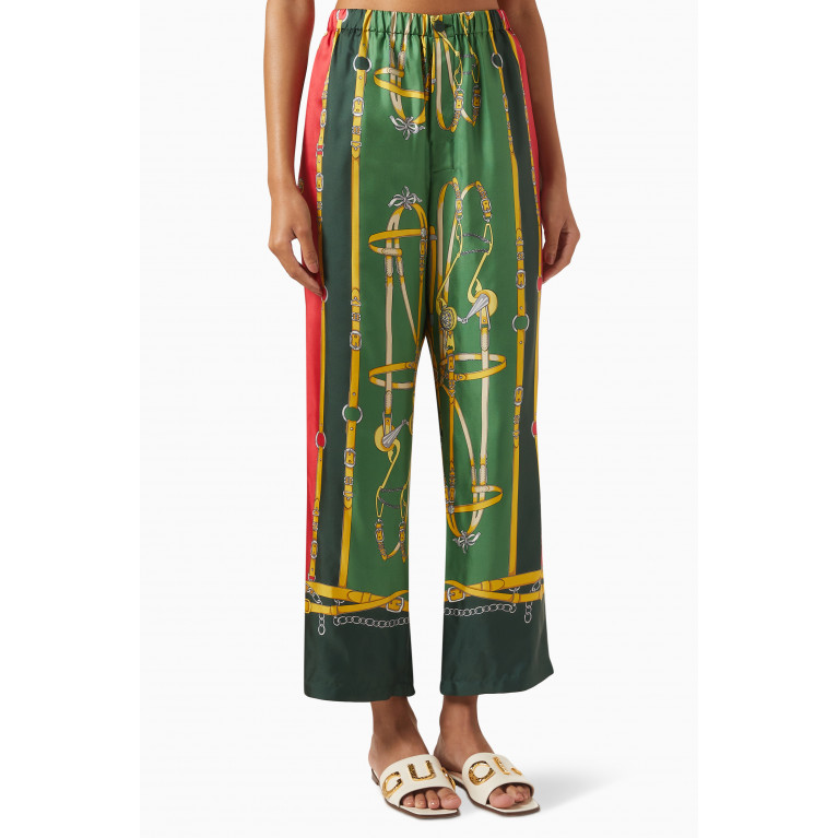 Gucci - Harness & GG-print Straight-leg Pants in Silk-twill