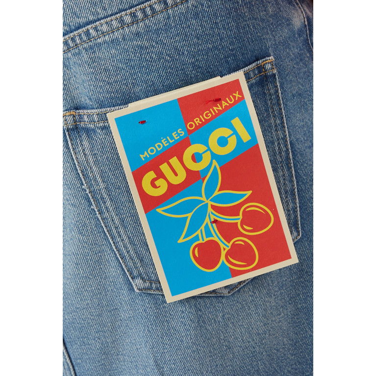 Gucci - Logo Label Midi Skirt in Denim