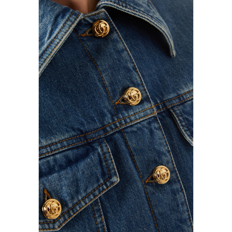Gucci - Label Cropped Jacket in Denim