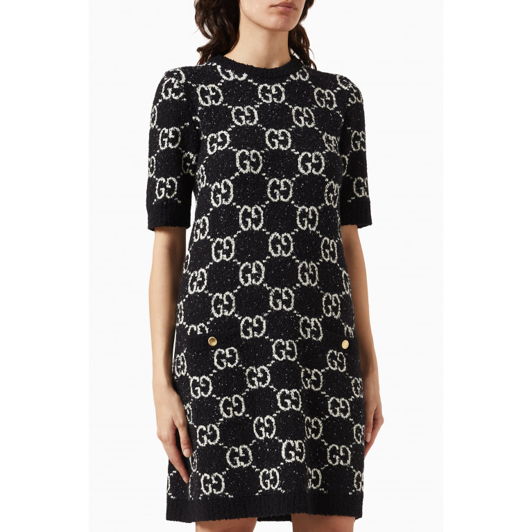 Gucci - GG-motif Jacquard Mini Dress in Cotton-knit