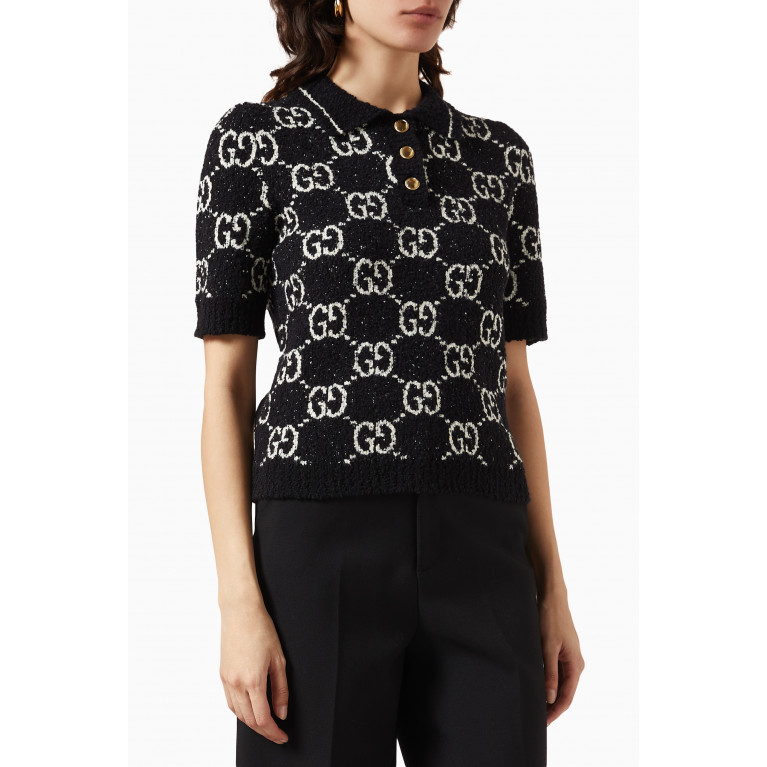 Gucci - GG-motif Jacquard Polo Shirt in Cotton-knit
