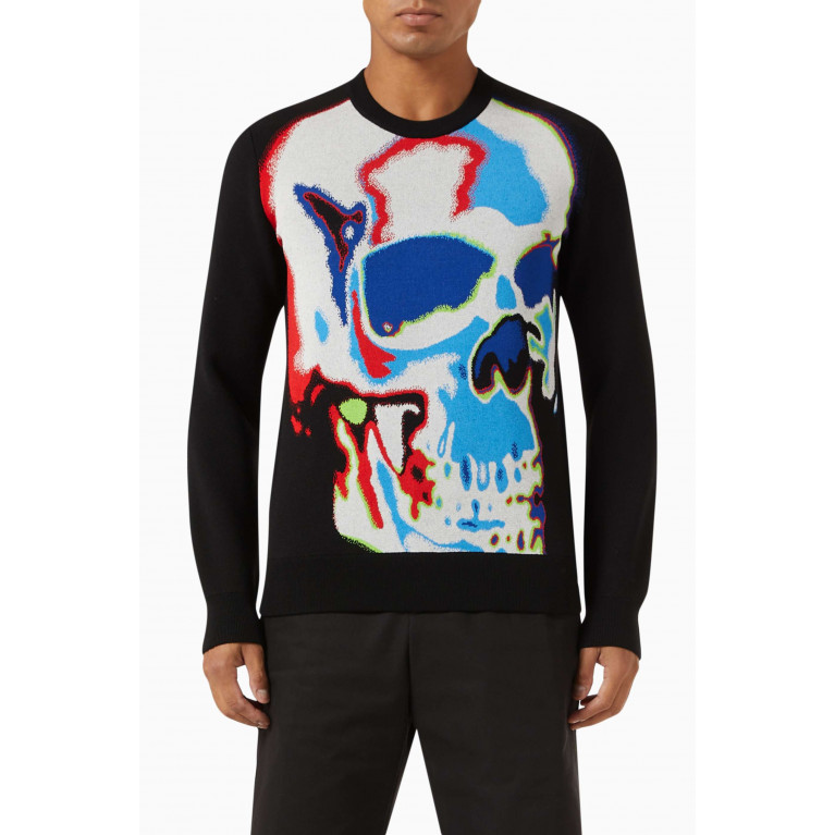 Alexander McQueen - Solarised Skull Jacquard Sweater in Viscose Blend