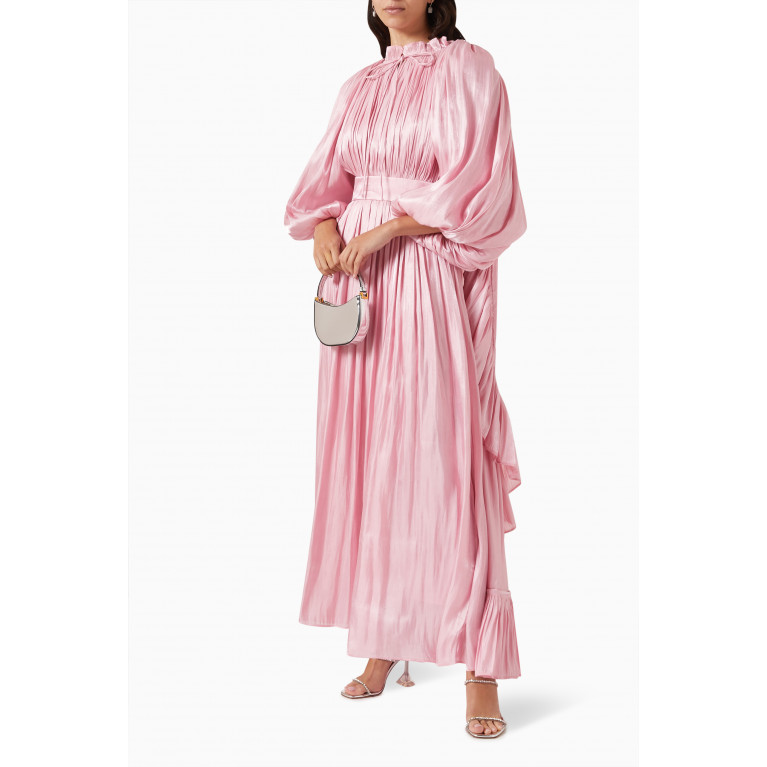 Amri - Pleated Belted Maxi Dress Pink