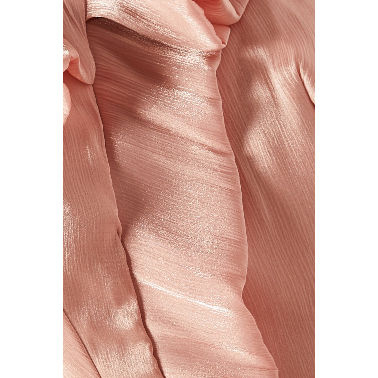 Amri - Ruffled Asymmetrical Maxi Dress in Satin Neutral