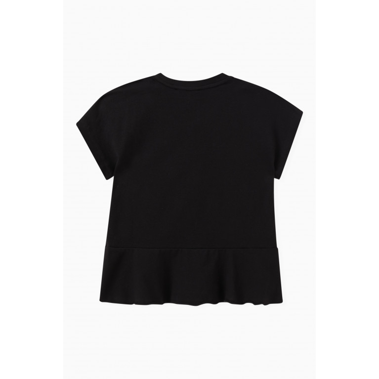 DKNY - Logo-print Peplum T-shirt in Stretch Cotton-jersey