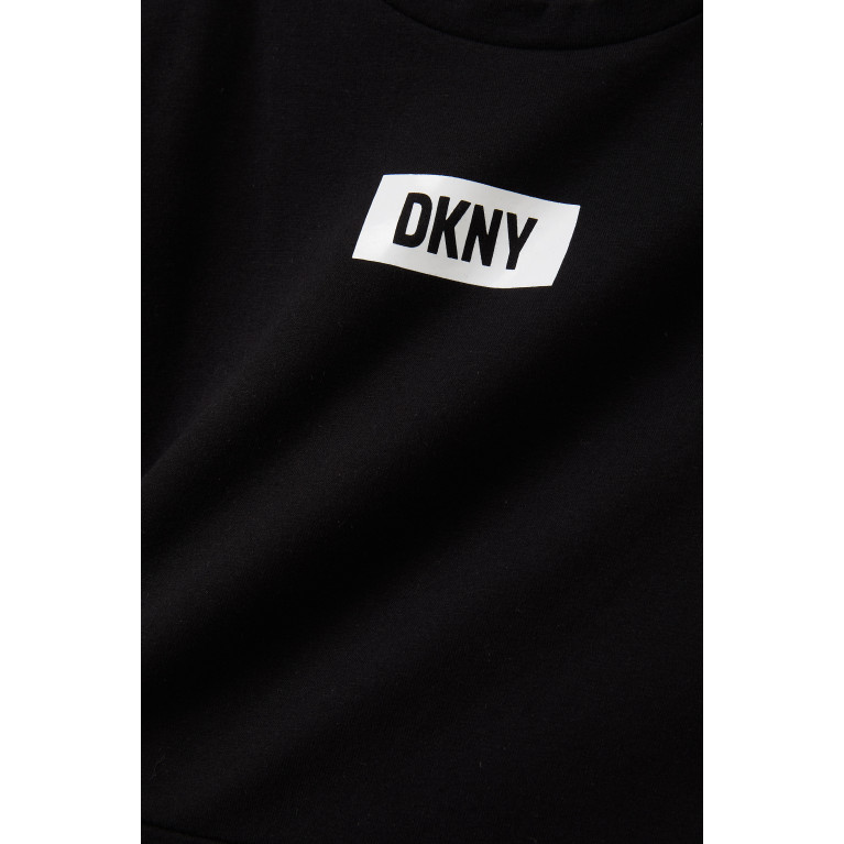 DKNY - Logo-print Peplum T-shirt in Stretch Cotton-jersey
