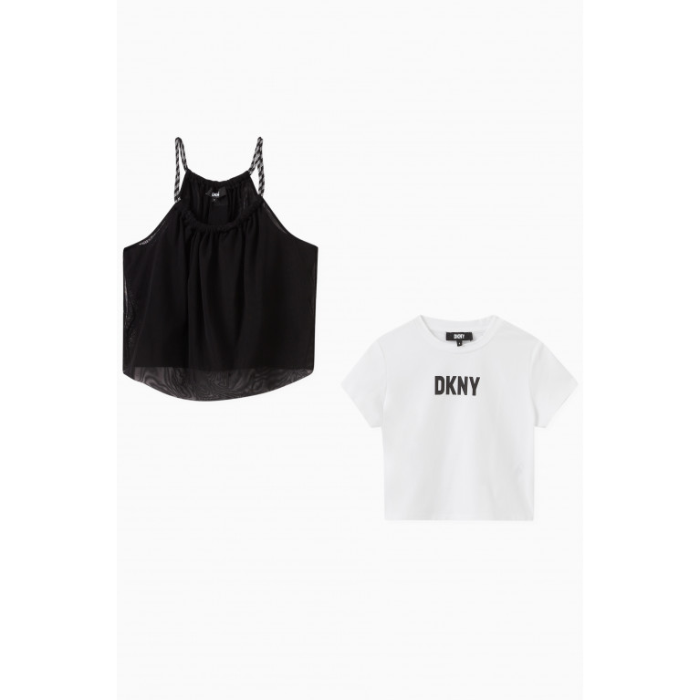 DKNY - 2-in-1 T-shirt in Mesh & Cotton-jersey