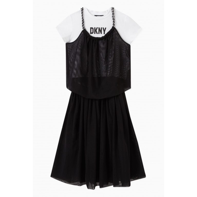 DKNY - 2-in-1 T-shirt in Mesh & Cotton-jersey