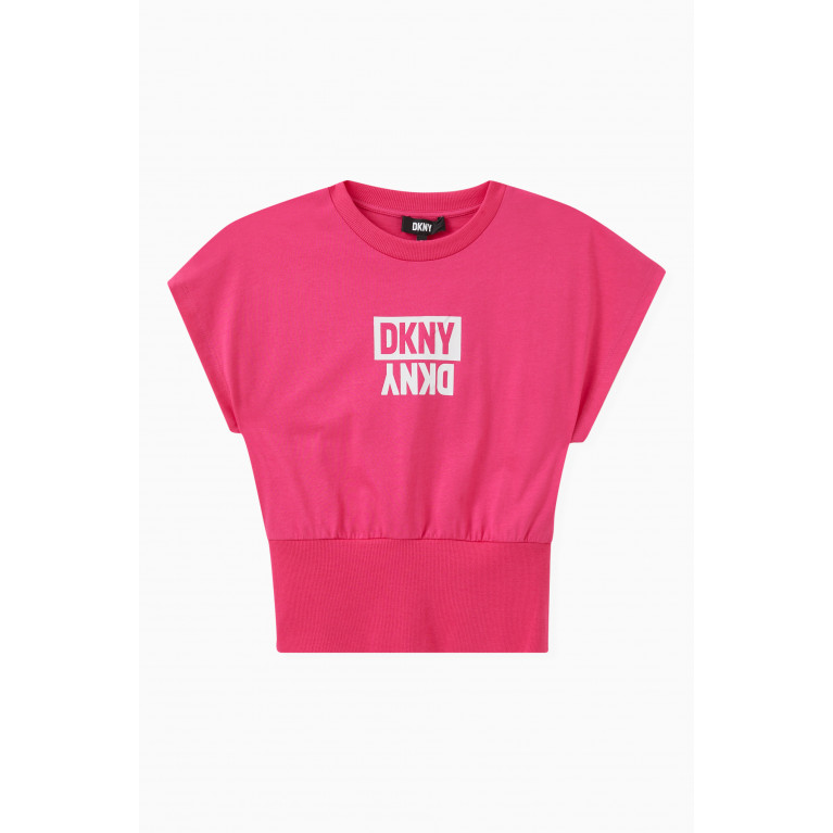DKNY - Logo-print T-shirt in Organic Cotton-jersey Pink