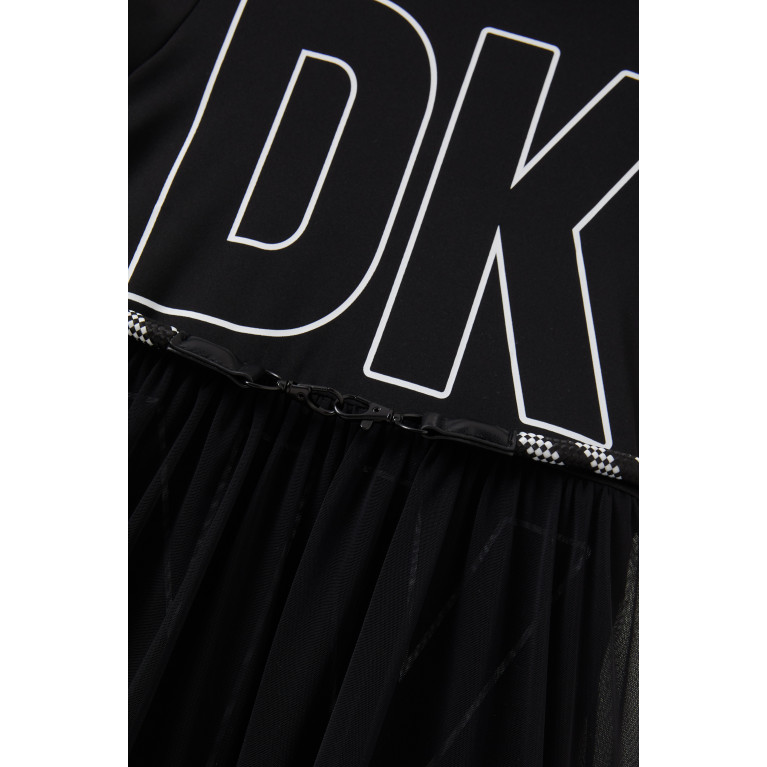 DKNY - Logo-print Belted Dress in Stretch-jersey