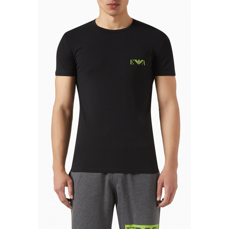 Emporio Armani - T49 Loungewear T-shirts in Cotton, Set of 2 Black