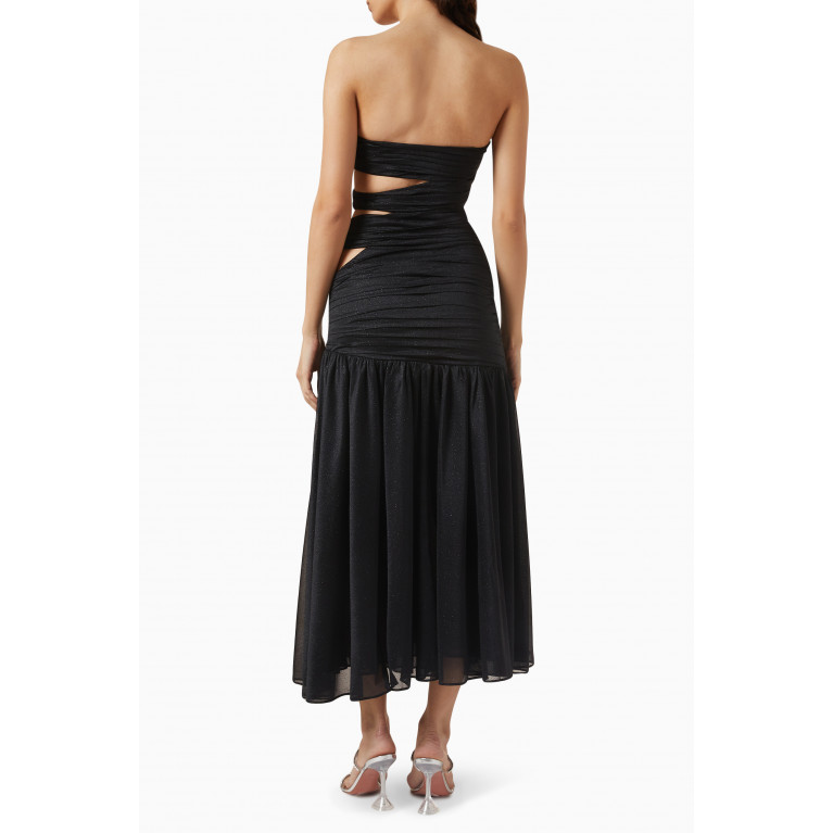Rotate - Strapless Cut-out Maxi Dress in Glittered-jersey