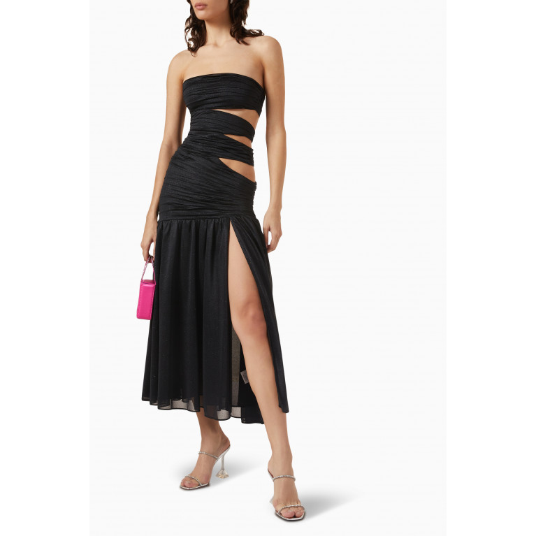 Rotate - Strapless Cut-out Maxi Dress in Glittered-jersey