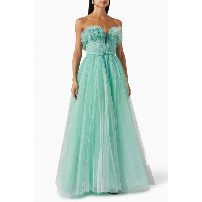 Mac Duggal - Strapless Tulle Gown Blue
