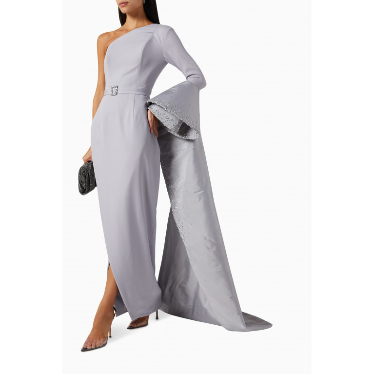 ILLUSTRELLA - Evie One-shoulder Maxi Dress in Silk-taffeta & Crepe