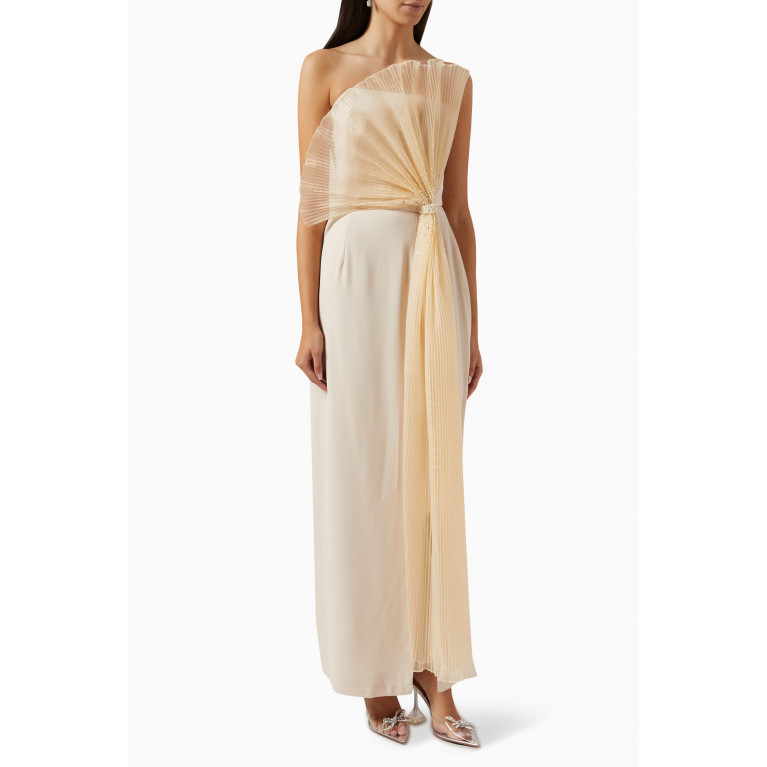ILLUSTRELLA - Draped Gown in Silk Taffeta