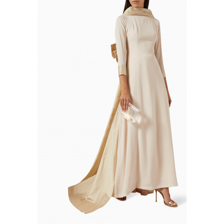 ILLUSTRELLA - Hazel Embellished-bow Maxi Dress in Silk-taffeta & Organza