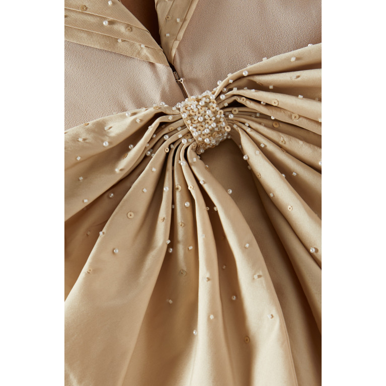 ILLUSTRELLA - Hazel Embellished-bow Maxi Dress in Silk-taffeta & Organza