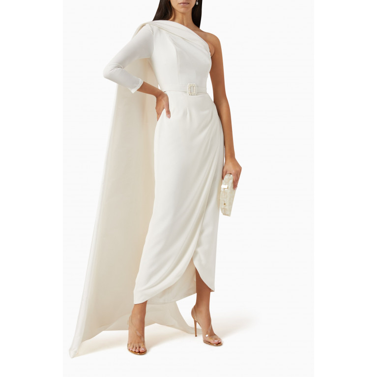 ILLUSTRELLA - Nila One-shoulder Draped Maxi Dress in Silk-taffeta & Crepe