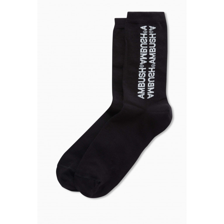 Ambush - Embroidered Logo Socks in Cotton-knit Black