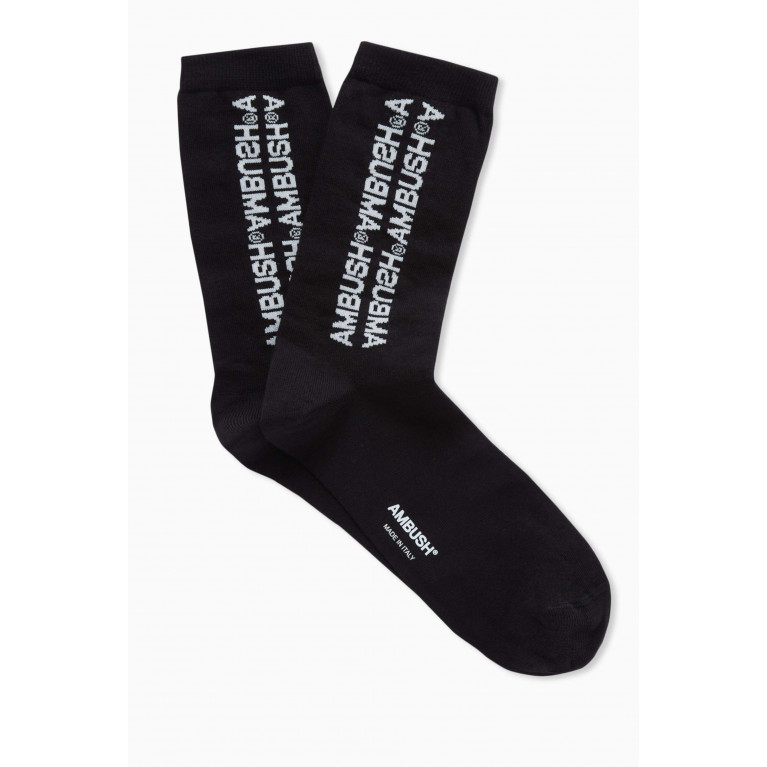 Ambush - Embroidered Logo Socks in Cotton-knit Black