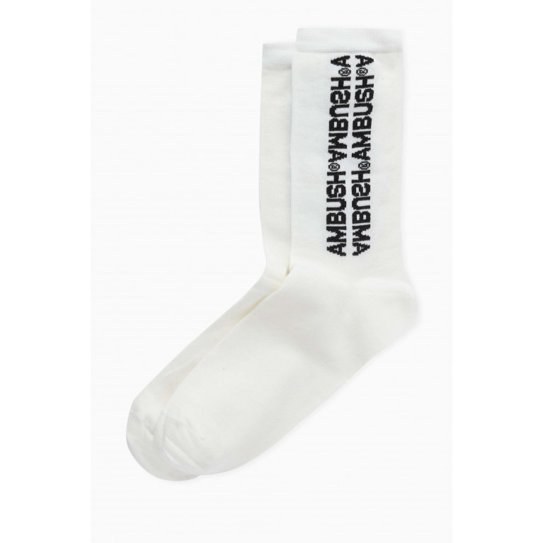 Ambush - Embroidered Logo Socks in Cotton-knit White