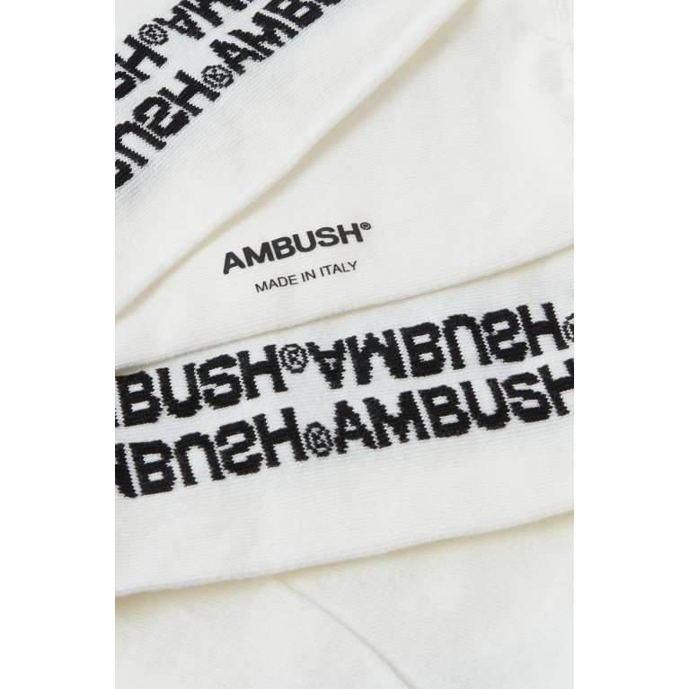 Ambush - Embroidered Logo Socks in Cotton-knit White