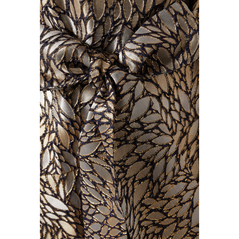 Poca & Poca - Bow Midi Dress in Metallic Jacquard