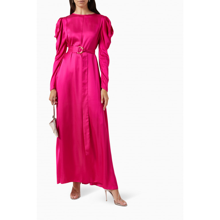 Love by Aanchal - Belted Maxi Dress in Satin